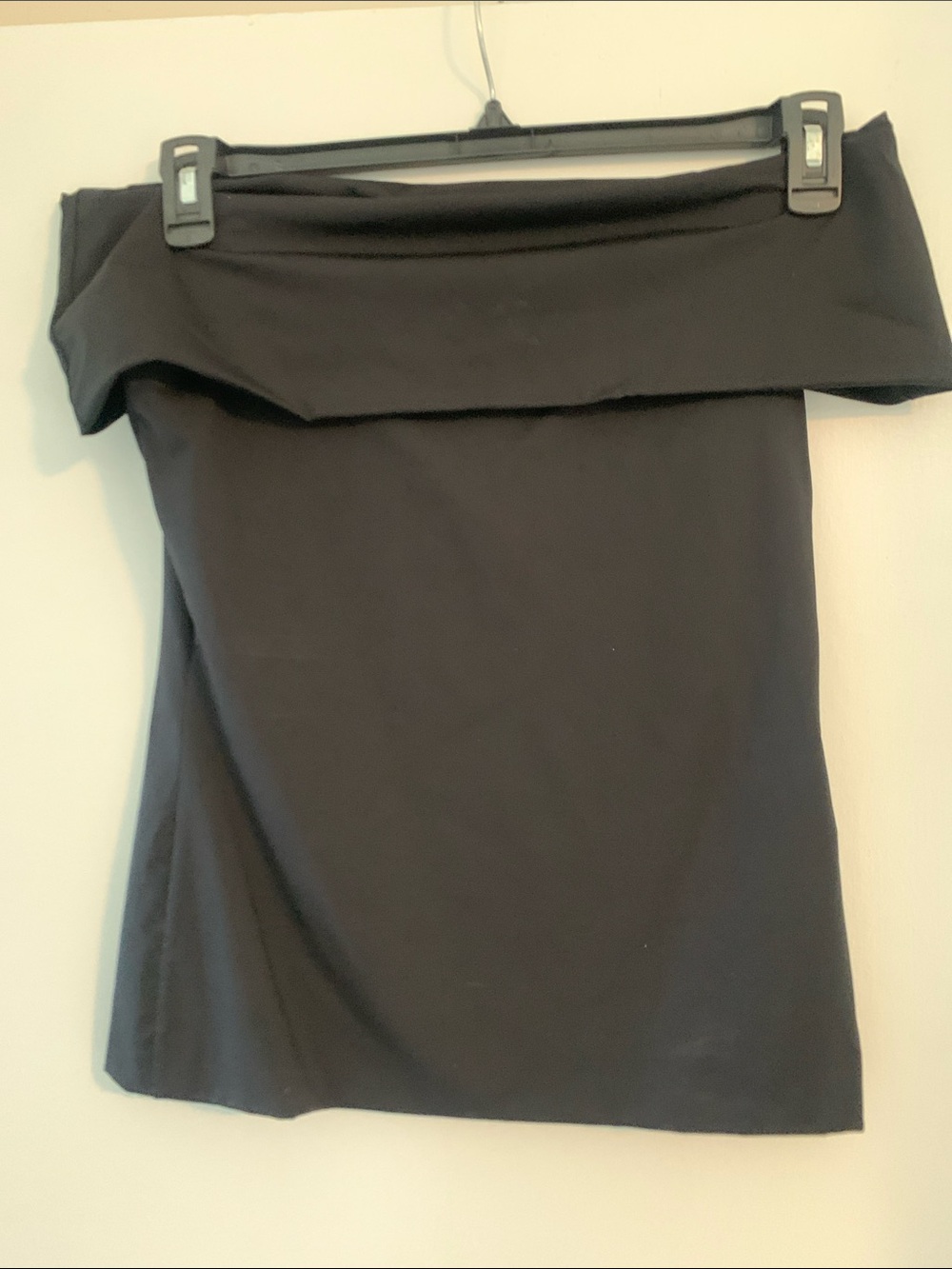 Theory Black Off-Shoulder Foldover Top